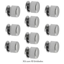 Kit 10 botão francês metal canelado estriado suporte espelho