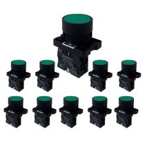 Kit 10 botao impulso plast xb2-ea31 verde stark