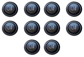 Kit 10 Botões Farol Milha Neblina Universal Led Interruptor Azul