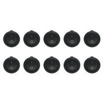 Kit 10 Botões Tic Tac Gangorra Interruptor Liga Desliga On Off Redondo Preto 2 Terminais