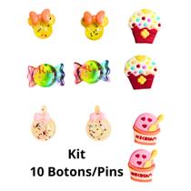 Kit 10 Botons Pins Apliques Enfeites Calçados Babuches Crog Kit 10 Botons Pins Apliques Enfeites Calçados Babuches Crog