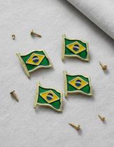 Kit 10 Bottons Broche Bandeira Do Brasil Eventos Pin Em Metal