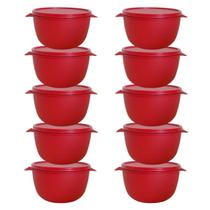 Kit 10 Bowl Marmitas Fitness 1 Litro Freezer E Microondas Potes Plásticos BPA FREE REFORÇADO Tigela