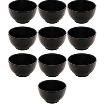 Kit 10 Bowls Cerâmica 680ml Preto Lyor Restaurante Cumbuca Tigela Yaksoba Shimeji