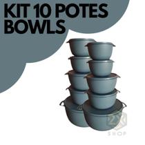 Kit 10 Bowls Potes Hermeticos 2 em 1 Vasilhas BPA Free 10 Potes Grandes Plastico Kit 10 Bowls Potes Hermeticos 2 em 1 Vasilhas BPA Free 10 Potes Grandes Plastico