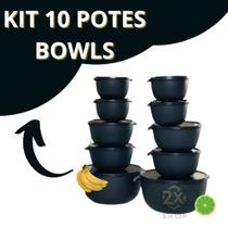 Kit 10 Bowls Potes Hermeticos 2 em 1 Vasilhas BPA Free 10 Potes Grandes Plastico Kit 10 Bowls Potes Hermeticos 2 em 1 Vasilhas BPA Free 10 Potes Grandes Plastico