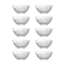 Kit 10 Bowls Vidro Vivian Texturizado Em Casa Tem 104,5cm
