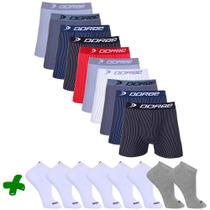 Kit 10 Boxer Microfibra Risca de Giz + 8 Pares Meia Sport
