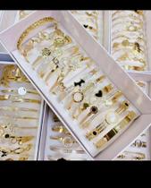 Kit 10 Braceletes Titânio Ouro 18K Luxuosos Femininos Estilo Elegante Durável Kit 10 Braceletes Titânio Ouro 18K Luxuosos Femininos Estilo Elegante Durável