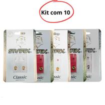Kit 10 Brincos Studex Farmácia Infantil Adulto Folheado Ouro