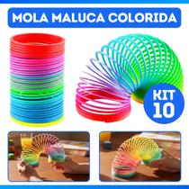 Kit 10 Brinquedos Coloridos Mola Maluca Junior