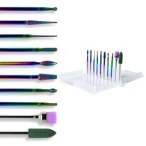 Kit 10 Brocas Diamantada Escovinha Polidora + Caixa Suporte