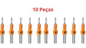 Kit 10 Brocas Escareadoras 3Mm X 8Mm Haste Lisa