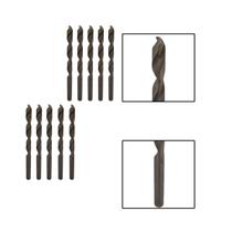 Kit 10 Brocas Paralelas Aço Rápido Hss 13/64