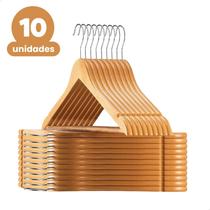 Kit 10 Cabide De Madeira Adulto Organizador Roupas Armário
