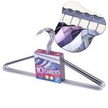 Kit 10 Cabide Slim Aço Reforçado Para Loja Arara Roupa Calça Camisa Camiseta Vestido Blusa Guarda Roupa Closet Cromado Arthi