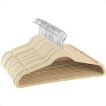 Kit 10 Cabide Veludo Slim Adulto Para Roupas Antideslizante Ultrafino Cor Bege Kit 10 Cabide Veludo Slim Adulto Para Roupas Antideslizante Ultrafino Cor Bege
