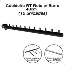 Kit 10 Cabideiro Rt Reto 40cm Barra Régua 20x30mm Loja Preto