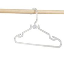 Kit 10 Cabides Acrílico Transparente 44cm Grosso Gancho Giratório 360 Cavas