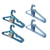 Kit 10 Cabides Adulto + 10 Cabides Infantil Azul Reforçado
