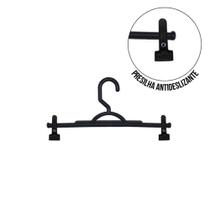 Kit 10 Cabides Adulto Preto com Presilhas Ideal para Saias e Calças