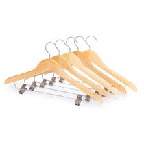 Kit 10 Cabides de Madeira Marfim com Presilha para Organização de Roupas