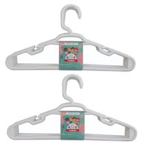 Kit 10 Cabides Infantil Branco Plástico Reforçado 28x14cm