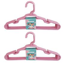 Kit 10 Cabides Infantil Rosa Plástico Reforçado 28x14cm Kit 10 Cabides Infantil Rosa Plástico Reforçado 28x14cm