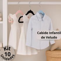 Kit 10 Cabides infantil veludo Rosa Azul Preto