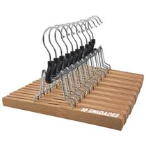 Kit 10 Cabides Madeira Clip Feltro 25cm Saias Anti Amassados