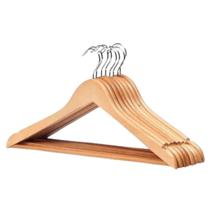 Kit 10 Cabides Madeira Premium para Roupas Marfim Atacado