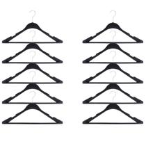 Kit 10 Cabides Ombreira Larga Plástico Gancho Giratório Metal Terno Casaco