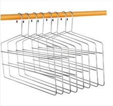 Kit 10 Cabides Para Calças Triplo Organizador Reforçado Aço Cromado Kit 10 Cabides Para Calças Triplo Organizador Reforçado Aço Cromado
