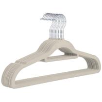 Kit 10 Cabides Slim de Veludo Bege