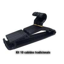 Kit 10 Cabides Tradicionais Preto - TF Injetados