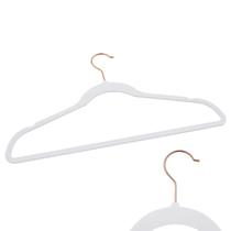 Kit 10 Cabides Veludo Branco Gancho Rose Antideslizante 45cm Kit 10 Cabides Veludo Branco Gancho Rose Antideslizante 45cm