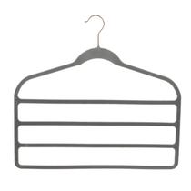 Kit 10 Cabides Veludo Cinza com gancho Rosê para 4 calças
