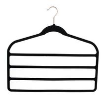 Kit 10 Cabides Veludo preto com gancho Rosê para 4 calças Kit 10 Cabides Veludo preto com gancho Rosê para 4 calças