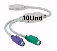 Kit 10 Cabo Adaptador Conversor Usb Para 2 Ps2 Teclado Mouse