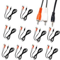 Kit 10 Cabo Auxiliar P2 Macho X Rca Macho Audio 1,8 metros P/ Som / Tv / Home Theater Audio Video At