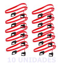 Kit 10 Cabo De Dados Sata Hd Com Trava Metálica 50cm 90º Sata 3