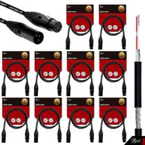 Kit 10 Cabo De Microfone Balanceado Xlr Macho Femea 1 Metro - Eletrolon