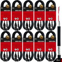 Kit 10 Cabo De Microfone P10 Mono Para Xlr Fêmea 10m Metros - Eletrolon