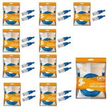 Kit 10 Cabo De Rede Patch Cord Cat6 Ftp 2 Metros Azul Blinda