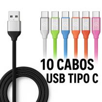 KIT 10 Cabo Emborrachado Para Celular Entrada USB Tipo-C Resistente Colorido 1.2M Cores Sortidas KIT 10 Cabo Emborrachado Para Celular Entrada USB Tipo-C Resistente Colorido 1.2M Cores Sortidas