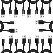 Kit 10 Cabo Micro Usb V8 1 Metro Nylon Trançado Dados e Carregador