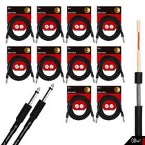 Kit 10 Cabo P10 P10 Mono P/ Violão Guitarra Baixo 5m Metros - Eletrolon