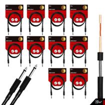 Kit 10 Cabo P10 P10 Mono Para Violão Guitarra Baixo 1m Metro - Eletrolon