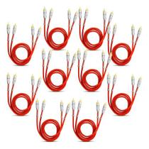Kit 10 cabo rca blindado vermelho 1m e-tech para som automotivo