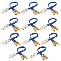 Kit 10 Cabo Rca Blindado Y 2M/1f Modulo 2 macho 1 Femea Azul